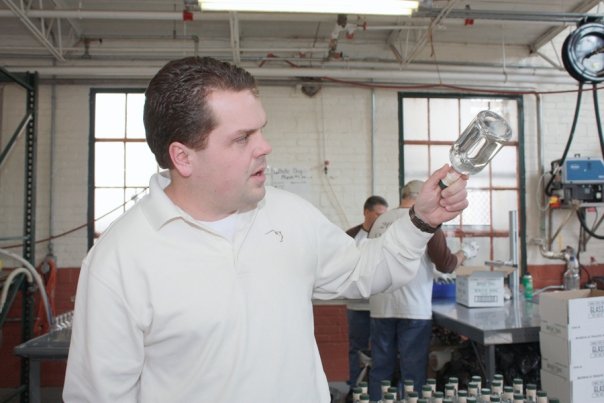 Master distiller with White Dog